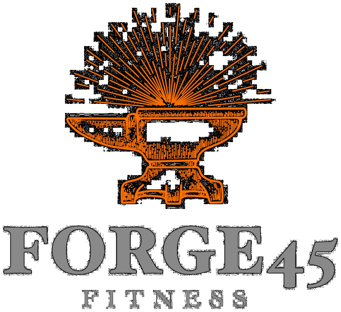 Forge45 Fitness — original orange anvil and sparks